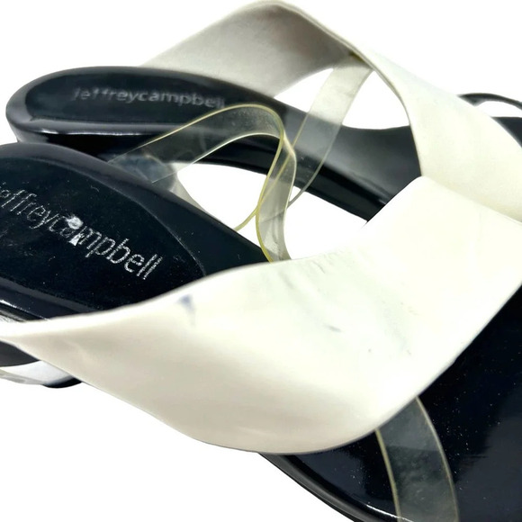 Jeffrey Campbell Laterall Ball Heel Slide Sandal‎ Black Patent/ White/ Clear 5 - Picture 4 of 6